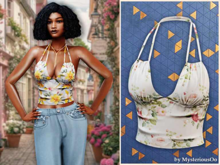 Summer floral halter crop top